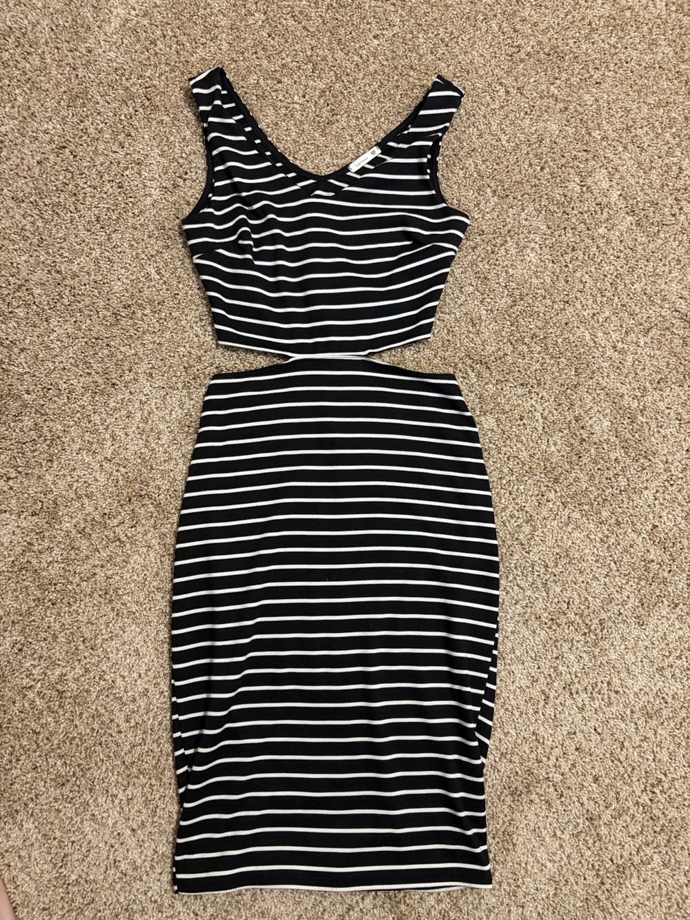 Striped Black & White Cut Out Dress